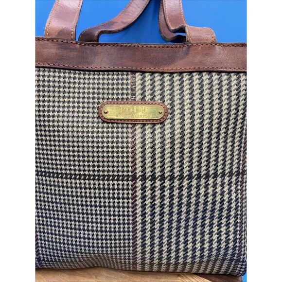 Vintage 80s Polo Ralph Lauren Tote Purse Leather Shoulder Bag Coated Shopper 90s - Picture 2 of 9